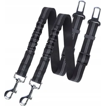Postroj pro psa 2× Bezpečnostní pásy do auta 50-70cm Elastické nastavitelné 2 Ks Černé
