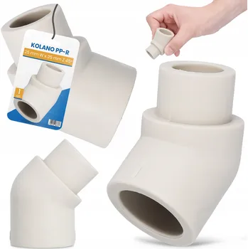 Vodovodní potrubí PP-R koleno s vnějším závitem, svařované, průměr 25 mm, úhel 45 stupňů