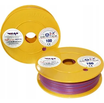 elektrický kabel Vodič LGY/H05V-K 0,50 mm2 100m Fialový/Červený