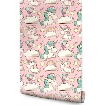 Fototapeta Tapeta pro děti - Jednorožci, obláčky /581199733