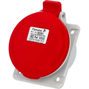 Elektrická zásuvka Vestavná zásuvka IP44/400V/32A/5P 6h, šikmá 10° - SpeedPRO FAMATEL 23333