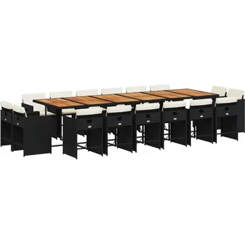 Zahradní sestava Ratanová zahradní sedací souprava vidaXL, černá, 17 dílů