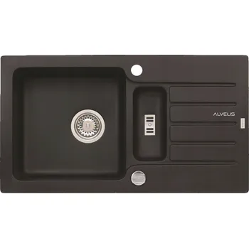 Granitový dřez Dřez jednokomorový s vaničkou Alveus Niagara 70 ocel černý