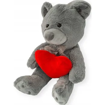 plyšák Medvídek Velký Medvídek 50 cm na Valentýna ŠEDÝ se srdíčkem