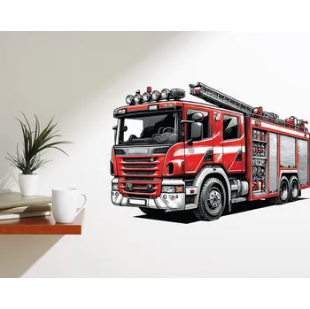 Samolepící dekorace Hasičské auto samolepka na zeď arch 45 x 31 cm