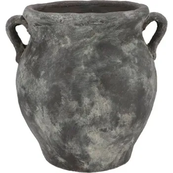 Váza Šedá antik rustikální váza s uchy Gamla - 20*19*21 cm