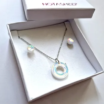 Souprava šperků Dárková sada Unicorn holografické náušnice a náhrdelník