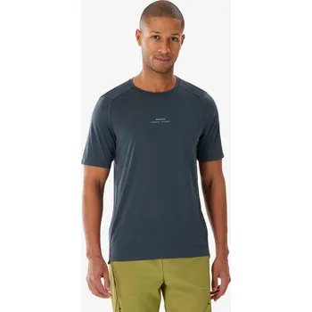 Pánské tričko QUECHUA Pánské turistické tričko s krátkým rukávem MH 500 S MODRÁ|ŠEDÁ