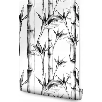 Fototapeta Orientální tapeta s černobílými bambusy do obývacího pokoje