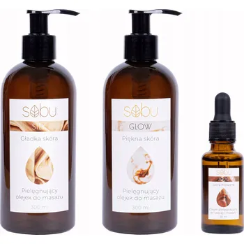 Masážní přípravek MASÁŽNÍ OLEJ SADA SLUNEČNICOVÝ MANDLOVÝ JOJOBOVÝ OLEJ 2x300 ML + 30 ML