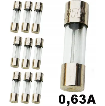 Autopojistky 10x Skleněná pojistka TV WTA 0,63A 20mm