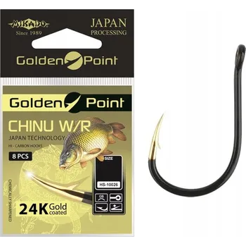 Rybářský háček Háčky Mikado se zlatým hrotem Chinu č. 8, 10 Ks .