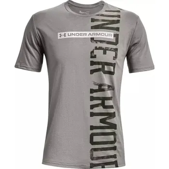 Pánské tričko TRIČKO UNDER ARMOUR VERTICAL SIGNATURE SS MEN ŠEDÉ L
