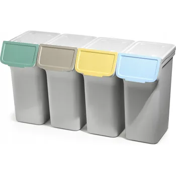 Odpadkový koš 4x KADAX ODPADKOVÝ KOŠ NÁDOBA NA TŘÍDĚNÝ ODPAD 25L POPELNICE ŠEDÁ