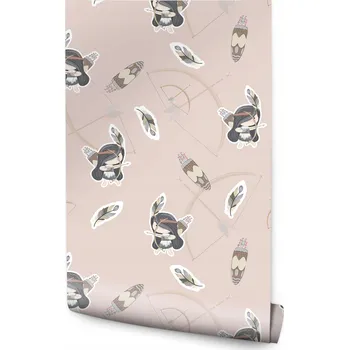 Fototapeta Tapeta PRO HOLČIČKU Indiánky Pírka Dekorace