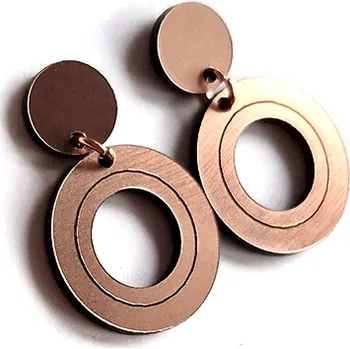 Náušnice CIRCLE CUT HANGING copper pink visací náušnice měděno-růžové