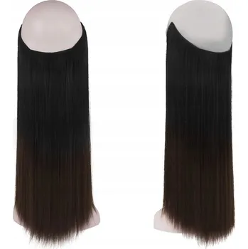 Příčesek SYNTETICKÉ VLASY PRODLOUŽENÍ ROVNÉ PŘÍČESEK OMBRE TMAVĚ HNĚDÁ 46 cm