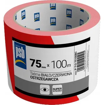 Lepicí páska Výstražná páska bílo-červená PSB 75 mm x 100 m
