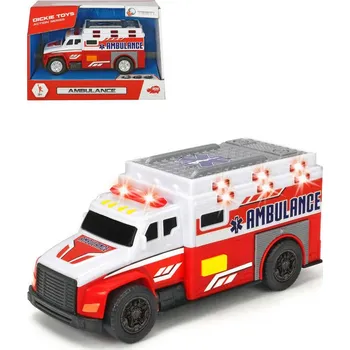 autíčko Dickie DICKIE Auto bílá ambulance sanitka set s nosítky na baterie Světlo Zvuk