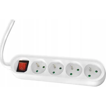 Napájecí kabel PRODLUŽOVACÍ KABEL 4 ZÁSUVKY 1,5m BÍLÝ S VYPÍNAČEM A UZEMNĚNÍM