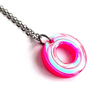 Náhrdelník CIRCLE CUT mini náhrdelník ULTRA PINK náhrdelník holografický