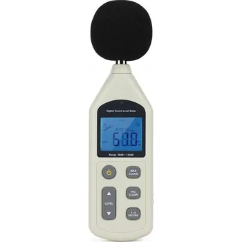 Digitální měřič hladiny akustického tlaku, záznam 4700 skupin dat, USB decibelmetr, měření 30 dBA - 130 dBA. Přenosný LCD displej zobrazuje měřič hladiny zvuku se 4 bateriemi