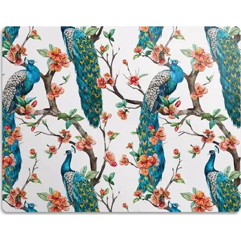 Podložka pod misku Ochranná podložka pod misky Paví oka a květiny 90x60 cm