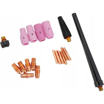 Příslušenství ke svářečce SADA PŘÍSLUŠENSTVÍ PRO SVAŘOVÁNÍ METODOU TIG: HUBICE, KONEKTOR, PROUDOVÁ SPOJKA, KLEŠTINA