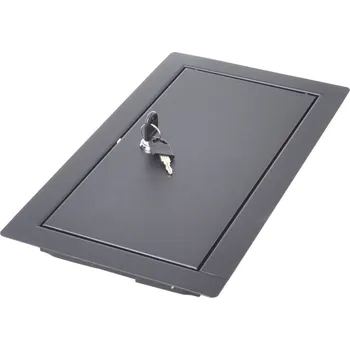 Obraz REVÍZNÍ DVÍŘKA INSPEKČNÍ ČERNÁ KOVOVÁ KLAPKA NA KLÍČEK 20x30cm