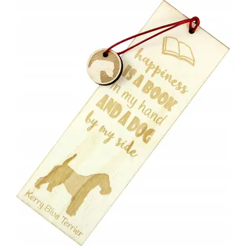 Doplněk ke knize Kerry Blue Terrier gravírovaná záložka do knihy se psem, jméno psa