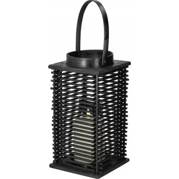 Svícen Bambusová lucerna EKVIP černá, šířka 14 x výška 27 x hloubka 14 cm