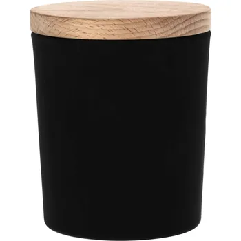 Sklenice Nádoba sklenice na svíčky 320 ml s víkem ze dřeva