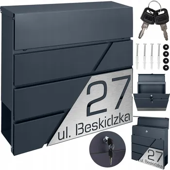 Poštovní schránka Poštovní schránka euroschránka, s vhozem, se schránkou na noviny M-TEC šedá