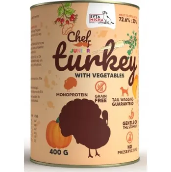 Krmivo pro psa Syta Micha CHEF mokré krůta vlhké krmivo Junior se zeleninou 400g