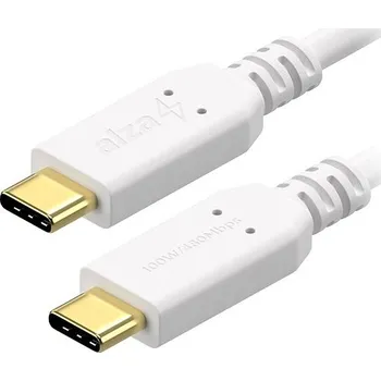 Datový kabel AlzaPower Core USB-C to USB-C 2.0 100W 1m bílý