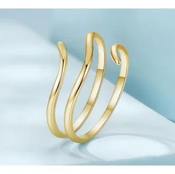 Prsten For Silver Minimalistický vícevrstvý prsten Wave - Stříbro 925 Druh barvy: Zlatá