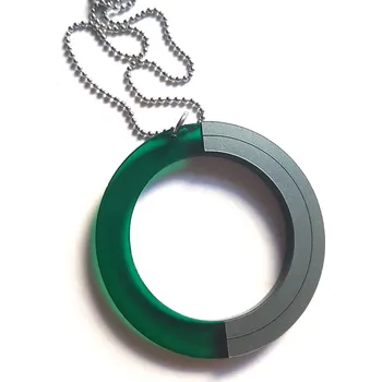 Náhrdelník Náhrdelník FIFTY FIFTY smaragd průměr náhrdelníku: větší (průměr 52 mm) lahvově zelená / stříbrná