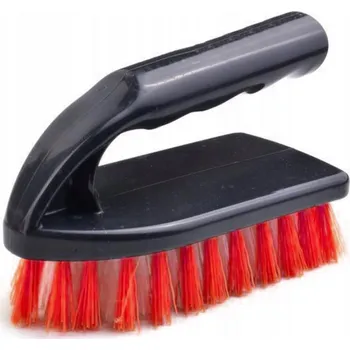 Kartáč na nádobí Kartáč na drhnutí a mytí žehlička s rukojetí, červené štětiny