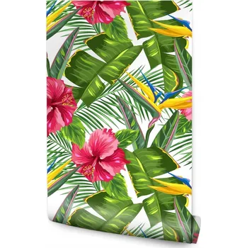 Fototapeta Tapeta Krásné Tropické Listy a Květy/133201123