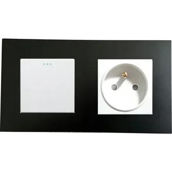 vypínač JEDNOPÓLOVÝ SPÍNAČ SVĚTLA SE ZÁSUVKOU 1+1F, PLAST, ČERNO-BÍLÝ