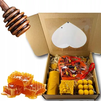 Svíčka Dekorativní svíčka z včelího vosku, přírodní Miód i Bursztyn, 4 ks