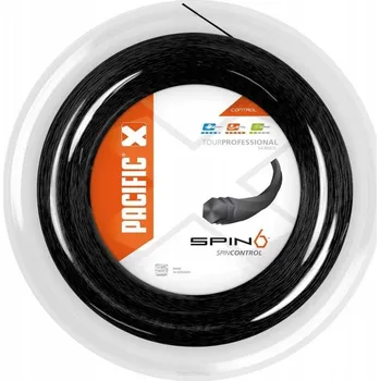 Struna na výplet tenisové rakety Tenisový výplet Pacific Spin6 Control černý
