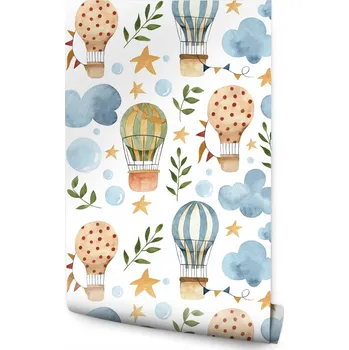 Fototapeta Tapeta pro děti OBLÁČKY Balónky Hvězdičky Rostliny