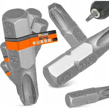 Bit 5x BIT ŠROUBOVÁKU PH3 25mm Magnetický hrot 1/4 Philips, SOLIDNÍ
