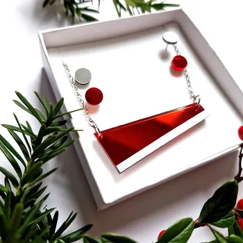 Souprava šperků Sada Mirror red červené/stříbrné plexi