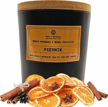 Svíčka Vonná svíčka z včelího vosku, kořeněná Miód i Bursztyn 1 ks