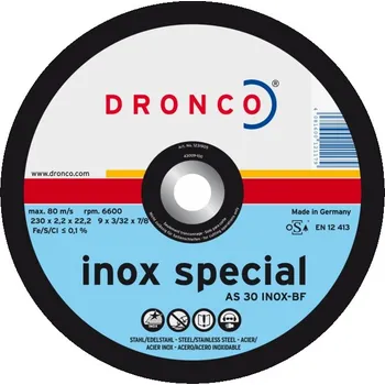 Řezný kotouč Kotouč 230x2,5 mm INOX SPECIAL DRONCO T42 pro řezání
