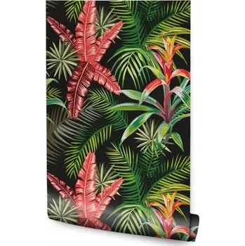 Fototapeta Tropická tapeta do kanceláře – palmové listy a květy