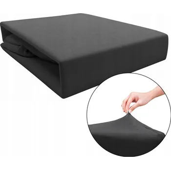 Prostěradlo PROSTĚRADLO JERSEY S GUMOU 180x200 cm BAVLNA TMAVĚ ŠEDÉ ODOLNÉ