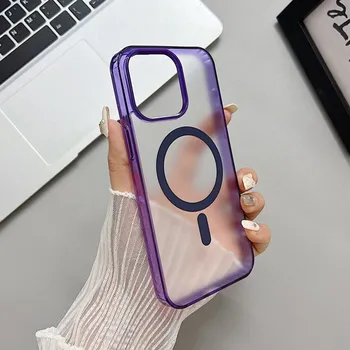 Pouzdro na mobilní telefon Magsafe průhledně fialový kryt pro iPhone 15